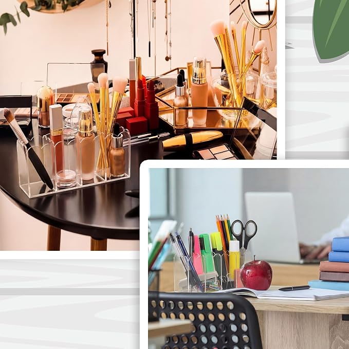 Sabary Scalloped Acrylic Dry Erase Marker Holder Whiteboard Non Slip Coastal Style Pen Holder for Fridge Locker Organizer for Work Locker Desk Accessories Pencil Cup(7.9 x 2.7 x 3.5'')