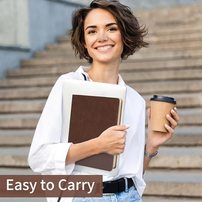 Lined Journal Notebook for Work College Ruled Note Book 5.79"x8.27" A5 PU Leather Daily Journaling 216 Pages for Women Men Writing Home School Supplies Business (Coffee)