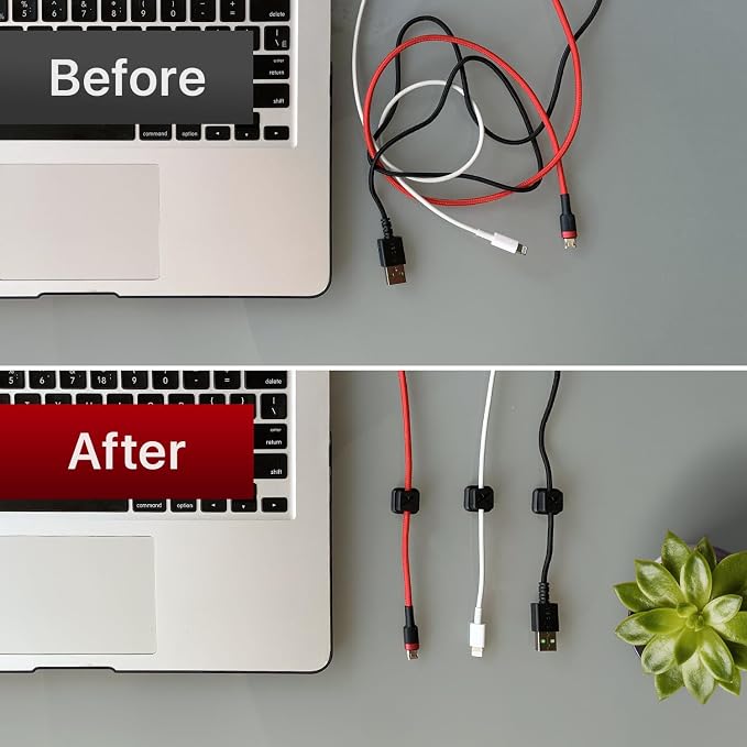 Magnetic Cable Holders X-Protector 6 PCS - Premium Cable Clips - Self-Adhesive Cable Holder for Car - Cord Organizer for Desk - Cable Organizer - Black Wire Organizer - Cord Management for Wires!