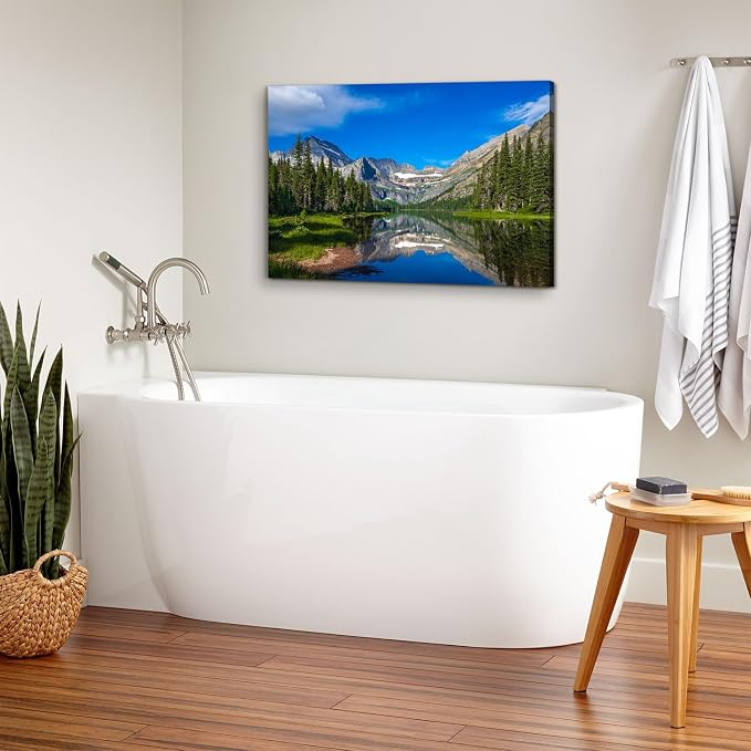 Rustic Moraine Lake Wall Art for Bedroom Snow Mountains Pictures Wall Decor Banff National Park Photography Canvas Posters Nature Forest Scenery Paintings Modern Artwork Living Room Decorations 24x36"