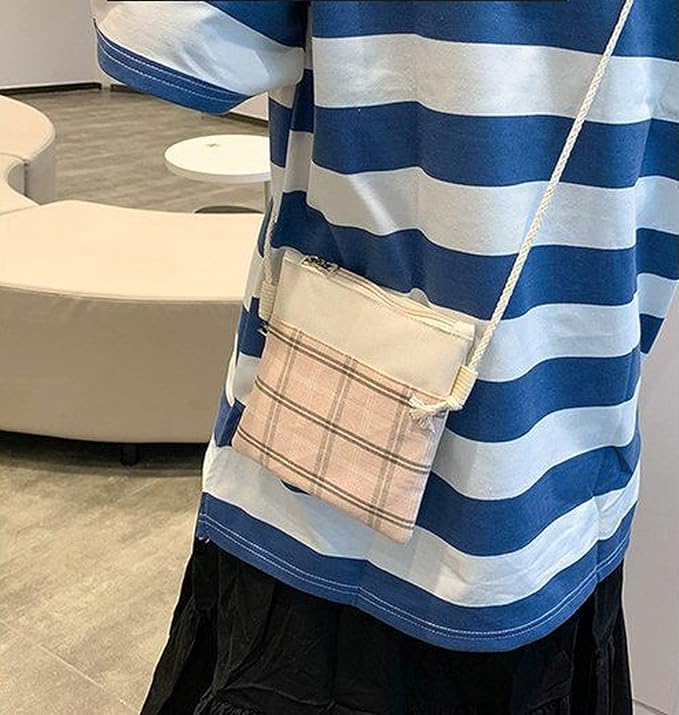 Aobiono 5Pcs Kawaii Plaid Backpack Set Aesthetic Preppy Cute Check with Pins Bear Pendant Light Academia School Supplies Kit