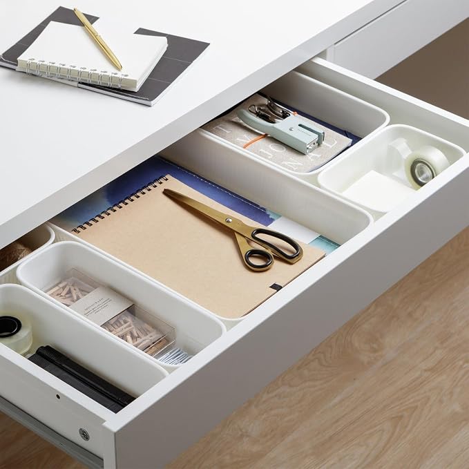 TATAY Storage Basket Baobab Drawer Organisation Elegant Functional Design | Storage Basket Household | Dimensions 17.7x24x5.6 cm | BPA-Free Material | Home and Office Organisation, Grey