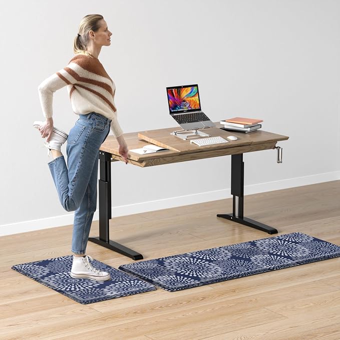 LuxStep Kitchen Mat Cushioned Rugs Anti-Fatigue Mats for Kitchen Floor,Waterproof Non-Slip Mats and Rugs Set for Office,Floor,Laundry 17.3"×30"+17.3"×47",Blue