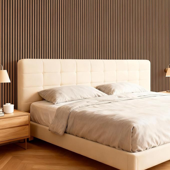 TONOR Wood Slatwall Panels, 4 Pack 47.2" x 23.6"/ 120 x60cm(31ft²) Acoustic Wall Panels, Wood Slat Acoustic Panels for Noise Cancelling and Home Decor, Living Room, Bedroom, Office, Walnut