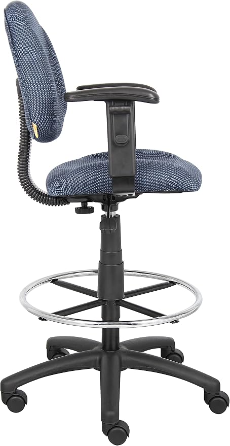 Boss Office Products Ergonomic Works Drafting Chair with Adjustable Arms in Blue, mid-Back (B1616-BE)