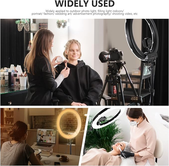 Neewer 18-Inch Ring Light, 55W Dimmable 5500K Light with 240 LEDs Color Filter, Soft Tube and Carrying Bag for YouTube, TikTok, Selfies and Photography, Compatible with Camera and Smartphones