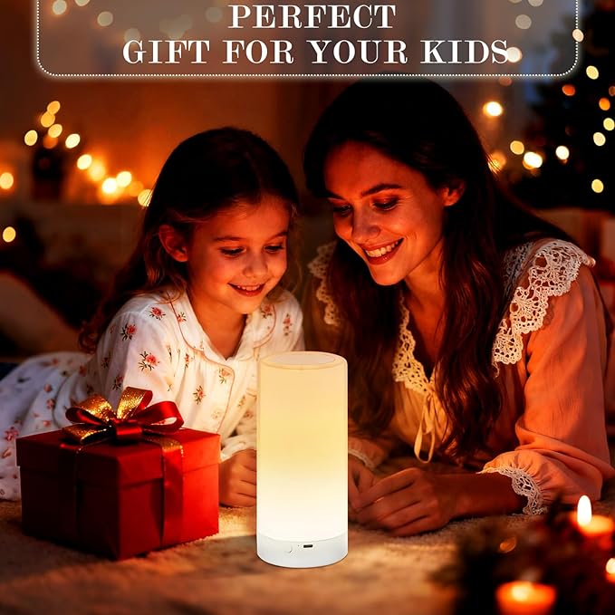 UNIFUN Night Light, Touch Lamp for Bedrooms Living Room Portable Table Bedside Lamps with Rechargeable Internal Battery Dimmable 2800K-3100K Warm White Light & Color Changing RGB (Taller Size1)