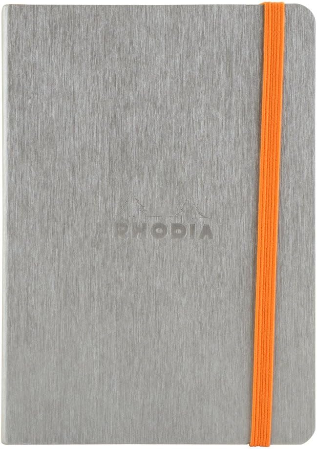 Rhodia Rhodiarama SoftCover Notebook - 72 Dots Sheets - 4 x 5 1/2 - Silver Cover