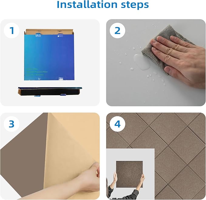 15 Pack Self-Adhesive Sound Proof Foam Panels for Walls, Acoustic Panels 12" x 12" x 0.35" High Density Sound Absorbing Tiles for Home Studio, Office, Gaming Room & Theater