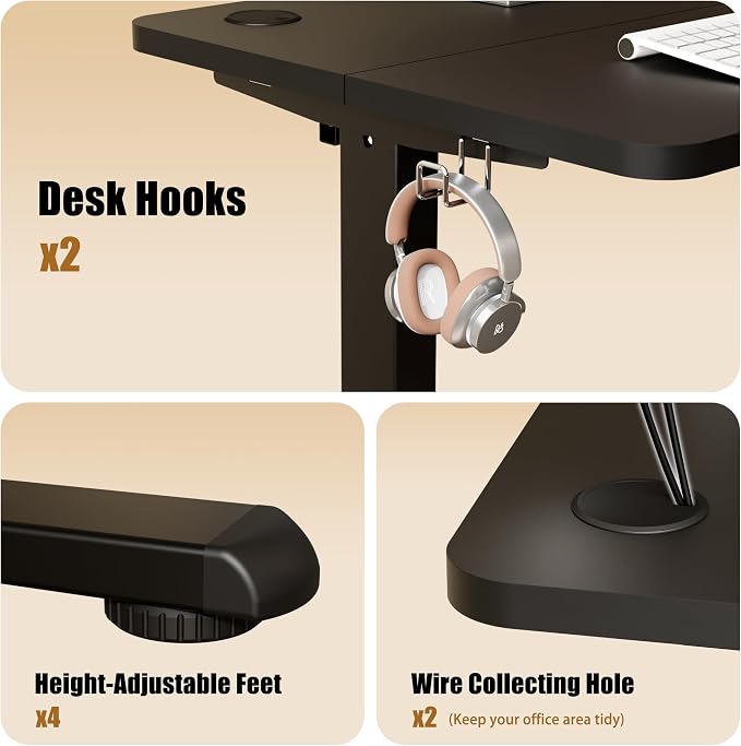 Small Standing Desk, 32"x24" Height Adjustable Sit-Stand Office, Black | Electric Adjustable Standing Desk, Sit to Stand Computer Office Desk with Splice Board, Memory Preset, Lifts 28.7''-46.5"
