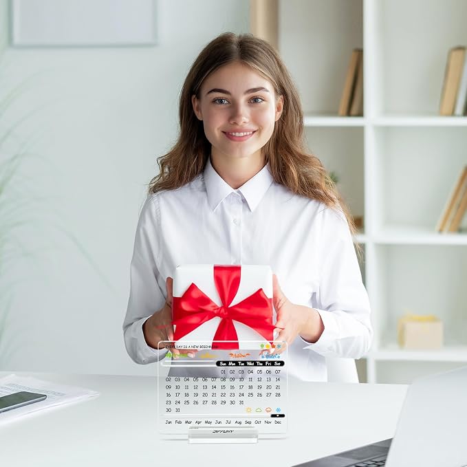 Acrylic Perpetual Desk Calendar – Cute Modern Office Decor & Office Gifts for Coworkers, Women & Men