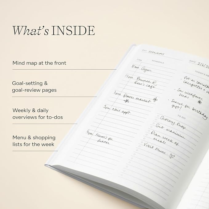 Papier Italian Summer Daily Planner - Hardback Vintage Design | Undated 16-Week Goal Planner | Track Habits, Thoughts, To-Dos & Priorities | Motivational Gift
