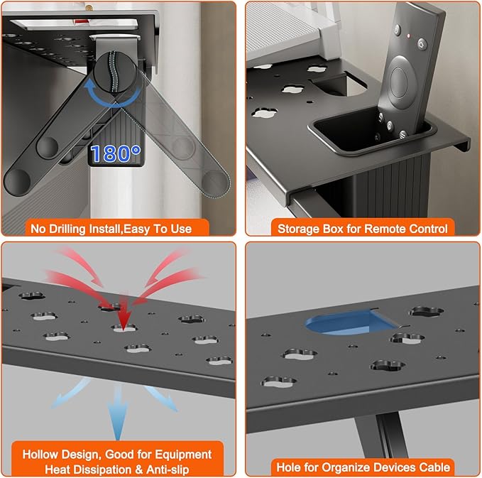 Steel TV Top Shelf, No Drilling Monitor Shelf Adjustable Computer TV Screen Shelves Mount Bracket for Soundbar Mount,Media Boxes, Router, Game Console, Remote (33.46 x 4.33 Inch)