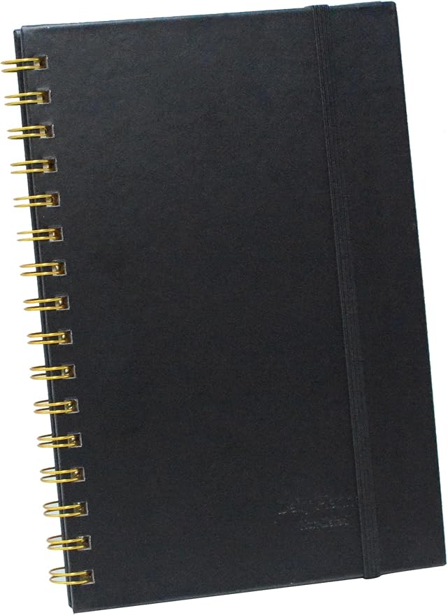 Daily Planner Notebook Spiral To Do List Notepad Undated Planner with Sticky Tabs and Interior Pockets 5.9" x 8.3",140 Pages Easily Manage Your Tasks and Productivity (1pcs Black)
