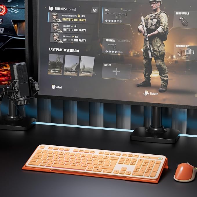 Computer Keyboard Stand Holder - Ergonomic Acrylic Keyboard Stand for Desktop Comfortable Keyboard Tray Riser with Silicone Anti-Slip Strip for Home School Office Desk Accessory, Orange