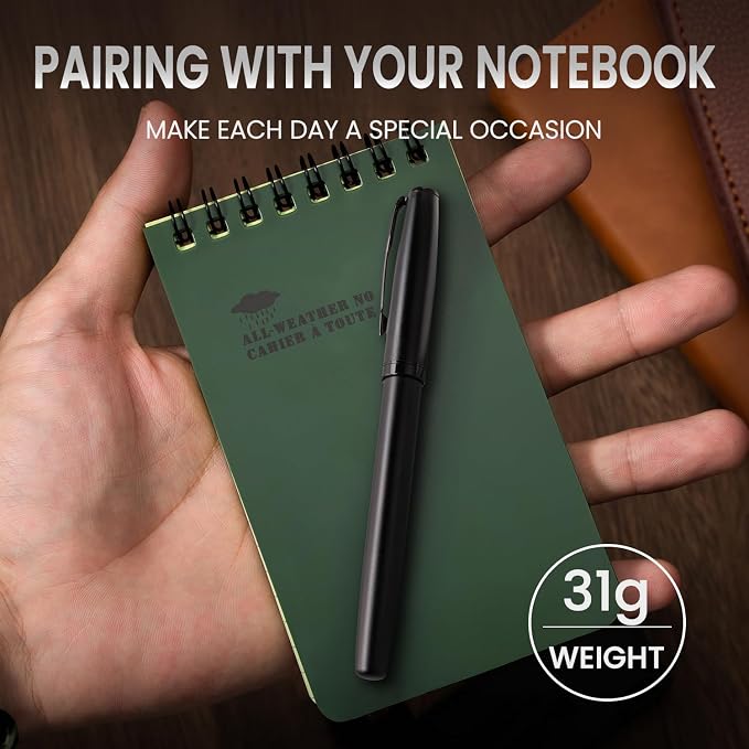 Origin-Joy Luxury Metal Pen Set, Professional Executive Heavy Nice Gift Pen with 3 Rollerball Refills 0.7mm for Men (Black, Capped & Simple)