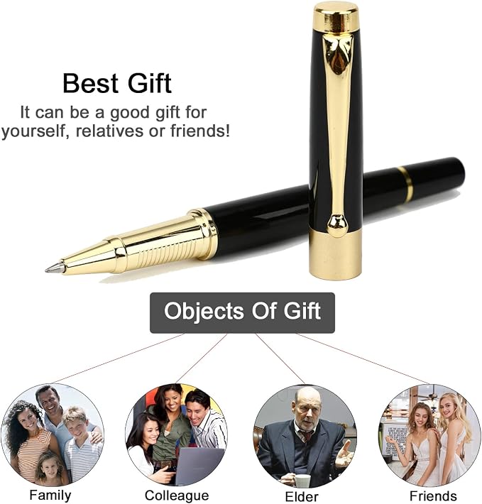 YIVONKA Ballpoint Pen Black Refill,Luxury Ballpoint Line width 0.5mm,Best Ball Pen Gift Set for Men & Women Professional Executive,Office,Nice BallPens Classy Gift Box (Black)