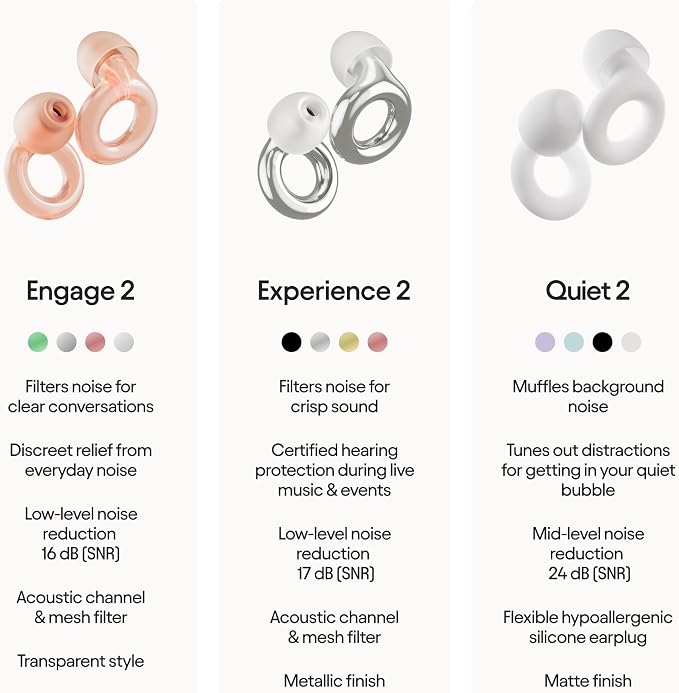 Loop Engage 2 Ear Plugs - Everyday Noise Relief with Clear Speech | 16dB SNR noise reduction. For social gatherings, work, conversation, parenting & noise sensitivity