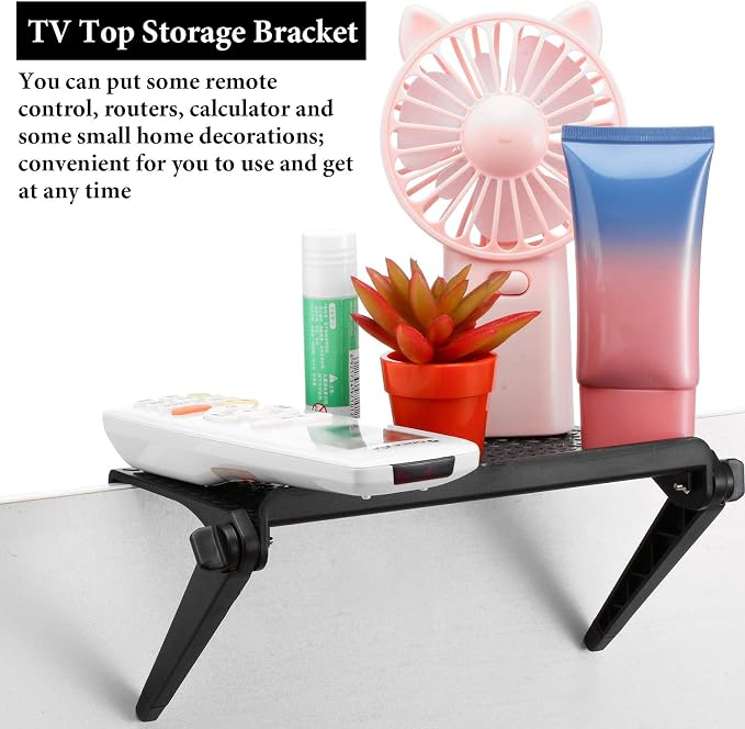Blulu 2 Pieces TV Top Shelf Adjustable Screen Shelf TV Monitor Top Bracket for Cellphone Stand, Media Boxes, Game Console, Router and Home(8.5 x 4.5 Inch,Black)
