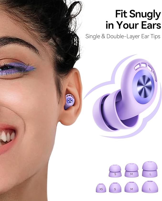 Ear Plugs for Sleeping 50dB Noise Cancelling Earplugs for Snoring Partners, Travel, Office Work, Lightweight Reusable Design Blue