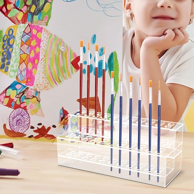 Acrylic Pen Holder, 44-Slots Pen Display Stand Focal Pen Holder Beadable Pen Display Stand Rack Organizer for Home Office Desk School Supplies