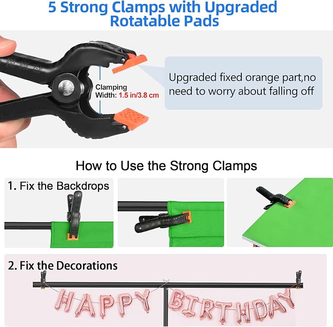Hemmotop Green Screen Backdrop Kit 8x7.5ft, Wider Chromakey Greenscreen Background with Portable T-Shape Stand, Clamps, Carrying Case for Zoom, Streaming, Garming, Video Recording, VR, Photography
