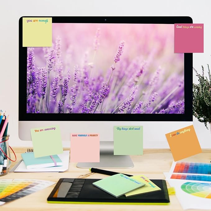 Yinder 24 Pcs Inspirational Sticky Notes Thank You Gift Motivational Sticky Note Pad Employee Appreciation Gift Bulk for Staff Coworker Teacher Nurse Office Groups 3 x 3'' (Inspire,Macaron Colors)