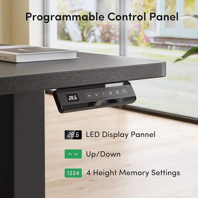 FEZIBO 63" x 55" L-Shaped Standing Desk - Adjustable Corner Desk L Shape, L-Shaped Adjustable Desk with Splice Board, L Shape Standing Desk, Black