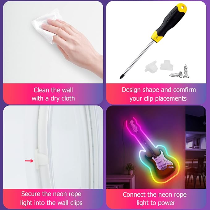 16.4ft WiFi RGB Rope Lights with Music Sync, Waterproof Flexible Dimmable Smart LED Strip Lights for Bedroom with Remote and Adapter, Compatible with Alexa, Indoor Outdoor Decor