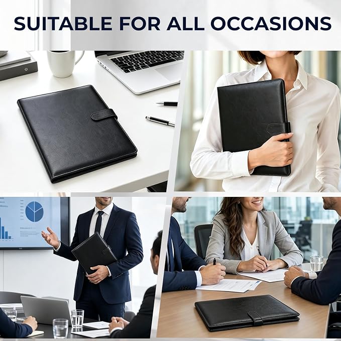 10 Pack Padfolio Portfolio Binder, Faux Leather Folder, Resume Interview Legal Document Organizer, Letter Sized Writing Pad w/Business Card Holder, A4 Professional Folio for Office Conference10