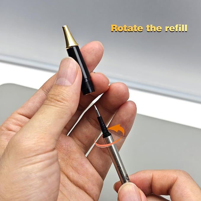 Luxury Gold Rollerball Pen, 24K gold-plated exquisite pen body, stylish and simple design, two ink refills, gift set for men and women, executive writing, office, graduation gift (Blue)