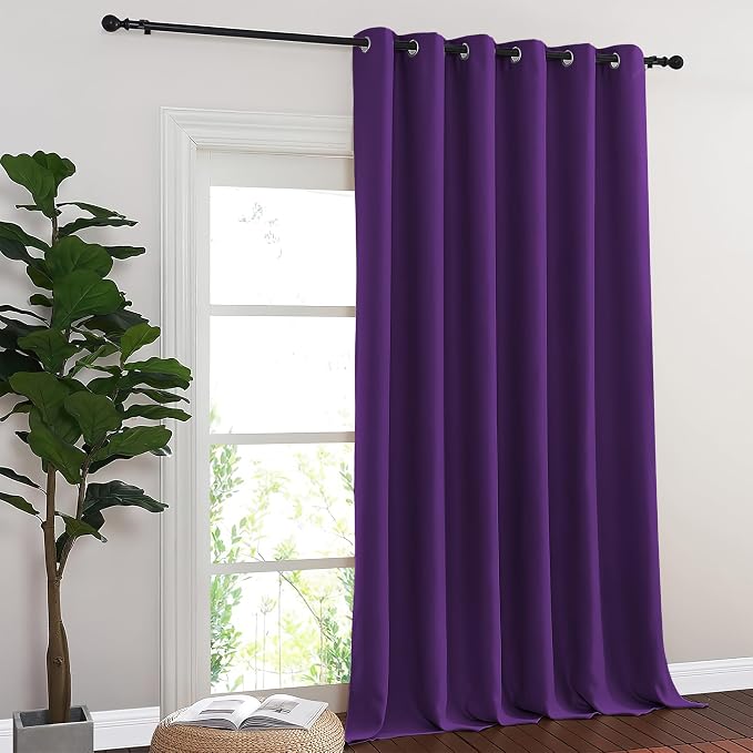NICETOWN Royal Purple Blackout Curtains for Bedroom 95 Inch Length - Thermal Insulated Room Darkening Privacy Grommet Window Drapes for Boys Room, Set of 1 Panel, 80 x 95 Inch