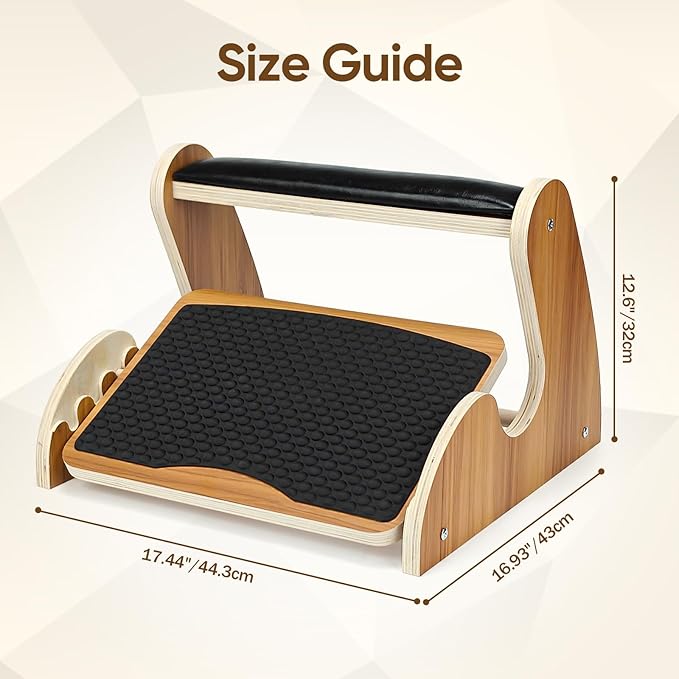 Dual-Layer Wooden Foot Rest Under Desk – Rocking Massage Pad & Cushioned Top, Ergonomic Foot Stool