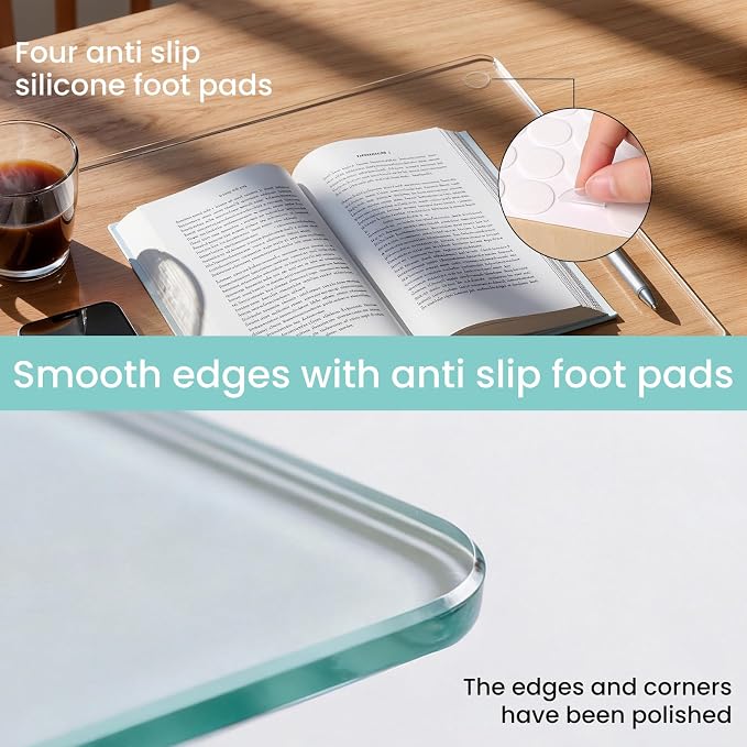 Tempered Glass Desk Pad to Protect Desk,Clear Office Desk Pad for Keyboard and Computer Monitor,Glass Desk Mat for Desktop Dry Erase,20 x 32 inch