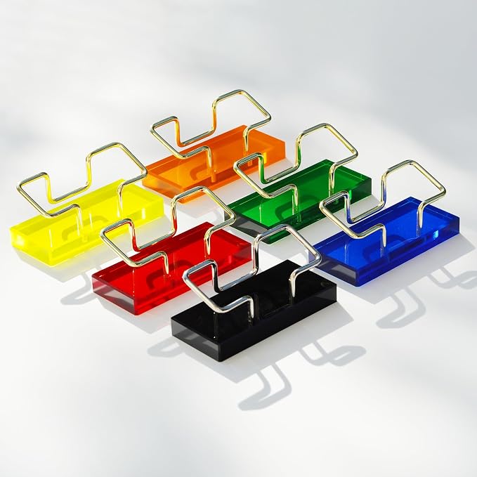Business Card Holder for Desk, Modern Card Organizers and Office Desk Accessories for Men and Women (Yellow & Golden)