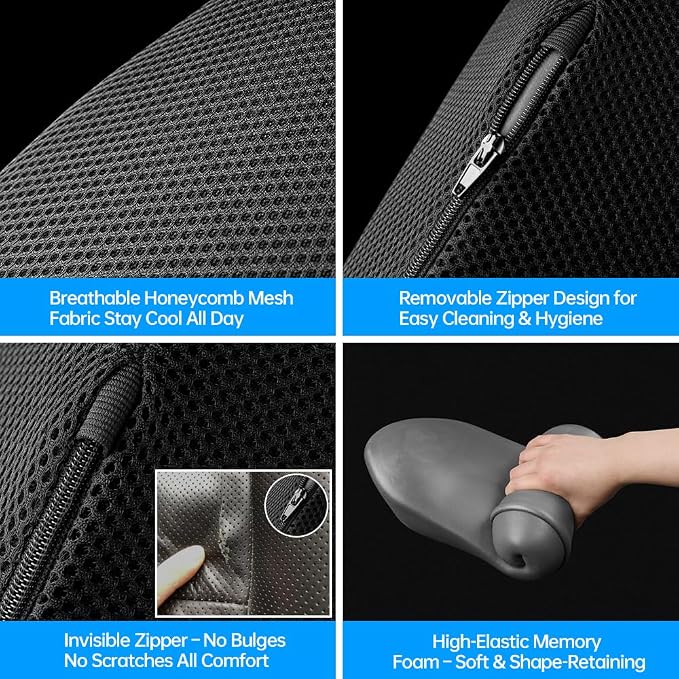 Aerovia Oegive 1P Car Lumbar Support with Ergonomic Structure, Suitable for Office Chairs, Gaming Chairs and Car Seats, Memory Foam Material with Breathable Mesh Fabric, Long-Lasting Lumbar Support