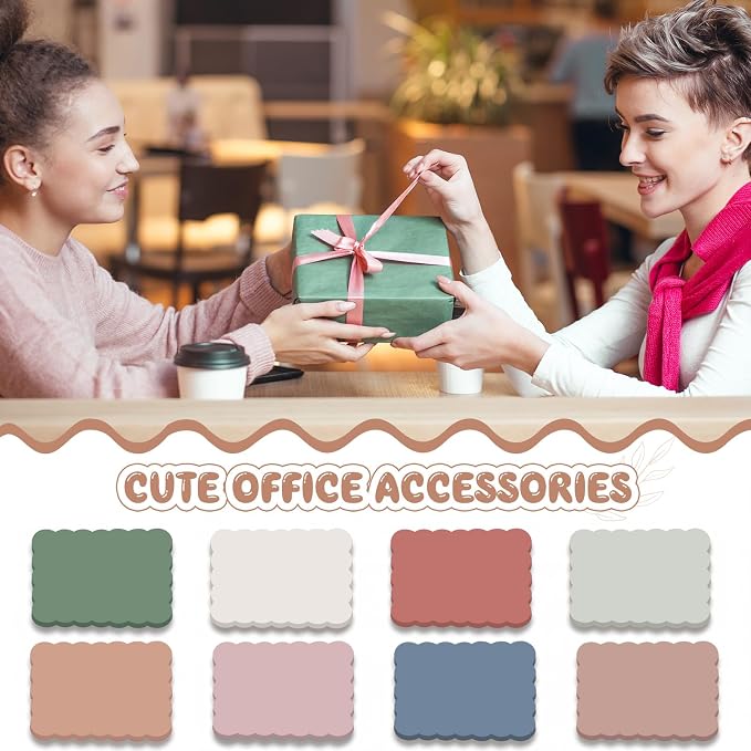 Eaasty 8 Pack Scalloped Sticky Notes Cute Adhesive Memo Pads Vintage Colors Aesthetic Unlined Self Stick Note Pads 3" x 5" Pretty Wavy Sticky Notes Bulk 240 Sheets for School Office Supplies