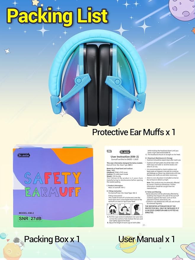 Dr.meter Kids Ear Protection for Monster Jam, 27.4dB Noise Cancelling Headphones for Kids Adults, Adjustable Ear Muffs for Noise Reduction for Austim, Fireworks, Concerts and Sports Events