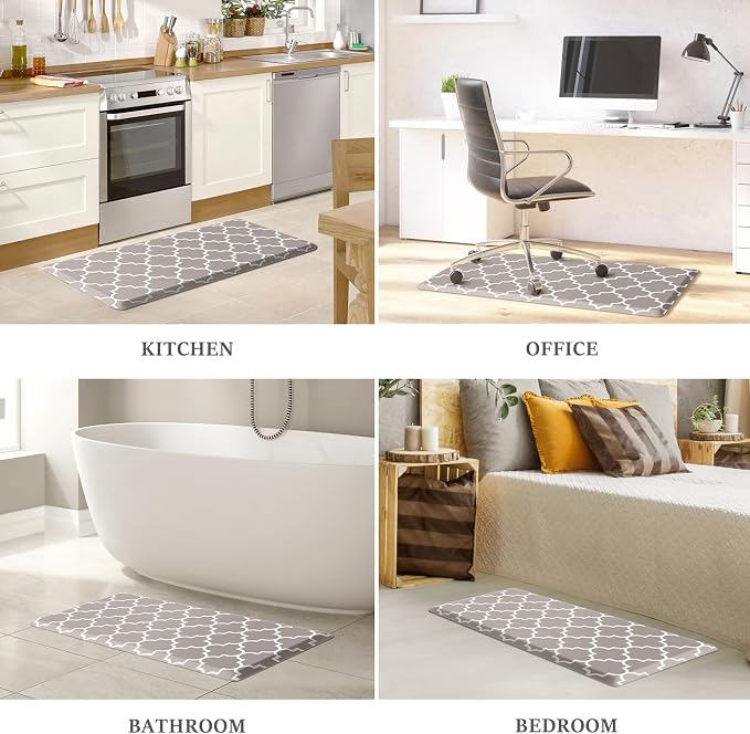 WISELIFE Kitchen Runner Rugs Anti-Fatigue mats,17.3"x 60",Non Slip Waterproof Ergonomic Comfort Mat for Kitchen, Floor Home, Office, Sink, Laundry,Khaki