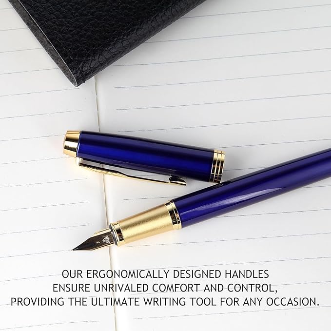 Fountain Pen, luxury Fine point smooth writing pens for journaling fancy pen with Gift Case 8 black ink cartridges an ink converte an EF nib nice pens writer gifts-Matte Red