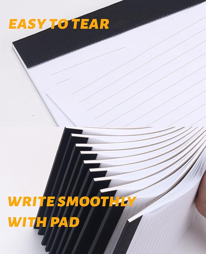 PU Leather Portfolio Folder with 30 Pages Paper Padfolio Business Organizer Document Planner Binder Storage Pocket for Legal Pad Holder Paperwork Phone Men Women (A4, Black)