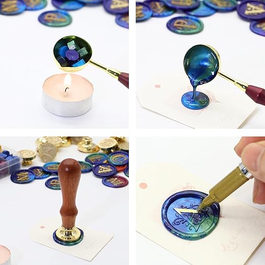 SWANGSA Merry Christmas Wax Seal Stamp Kit with 200pcs Sealing Wax Beads, Great for Christmas Cards, Invitations, Wine Packages, Gift Ideas