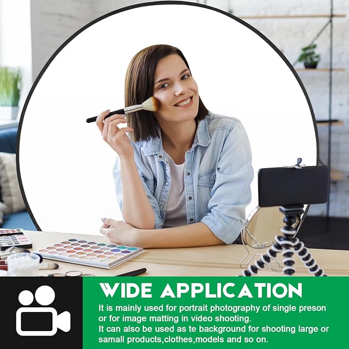 Portable Black White Screen Chair, 57 in Greenscreen Backdrop with Stand Double Sided Foldable Green Background, Chroma Key, for Photography Streaming Gaming Photo Zoom Video Chats and Meeting