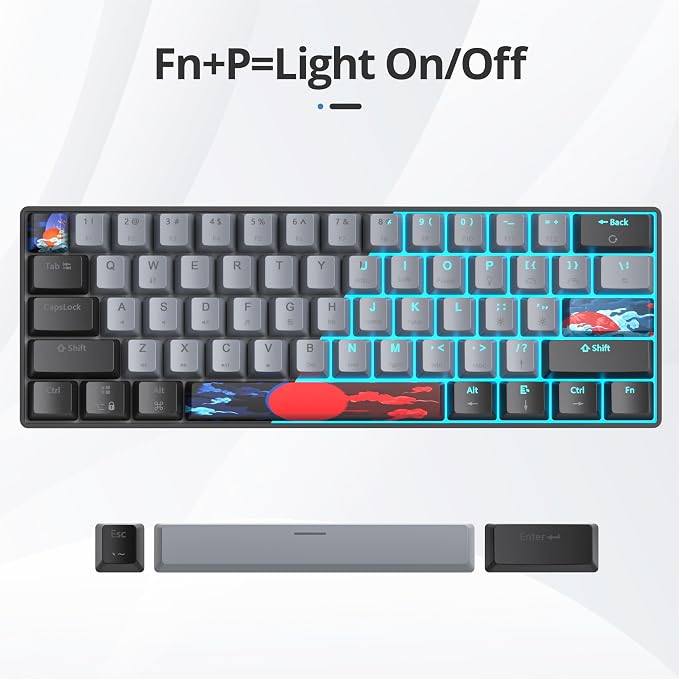 60 Percent Gaming Keyboard 61 Keys Wired Mechanical Keyboard Ultra Compact Key Board Red Switch LED Backlit for Windows Laptop Gamer