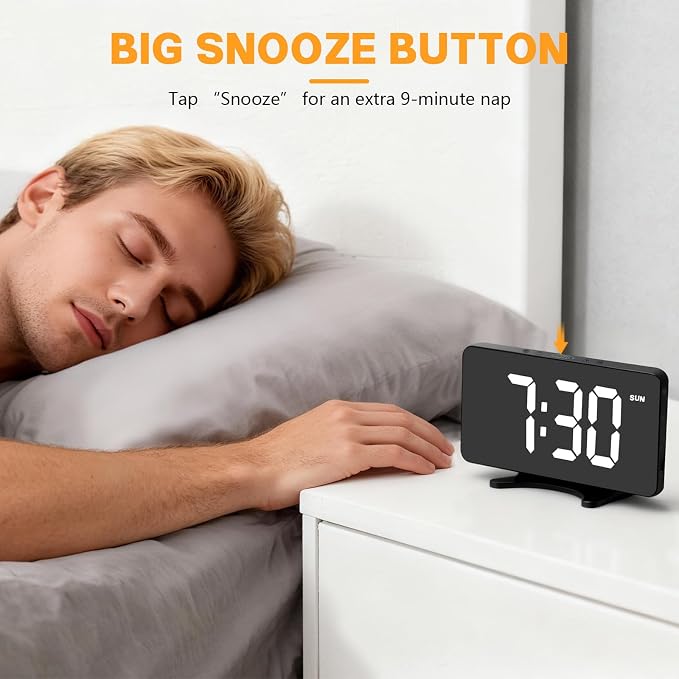 Digital Alarm Clock for Bedroom Dimmable Dual Desk Clock for Heavy Sleepers | Easy Setup, Large Number, Power-Off Memory, 5 Alarm Modes