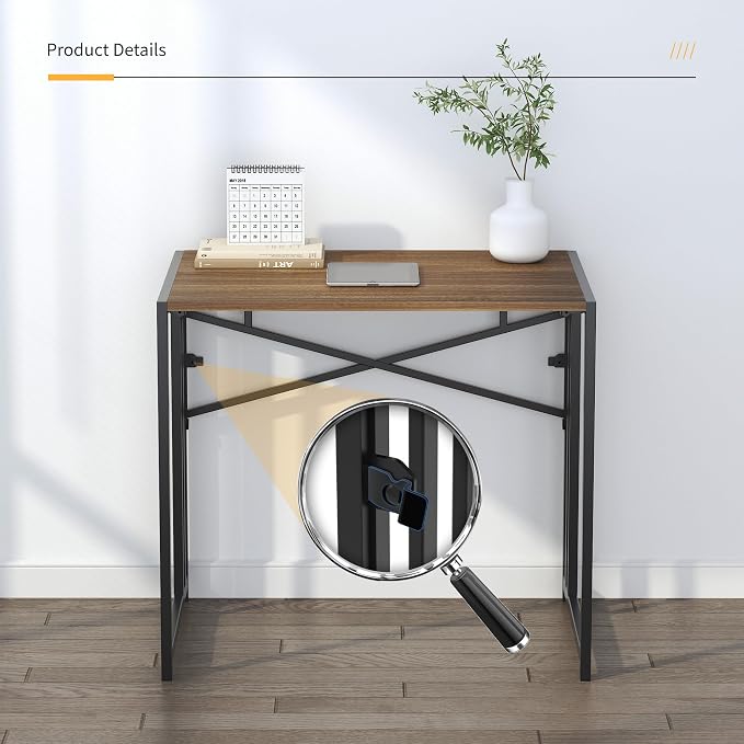Lutown-Teen Folding Computer Desk 32 inch Writing Gaming Computer Camping Table, No Assembly Required Home Office Desk, Espresso