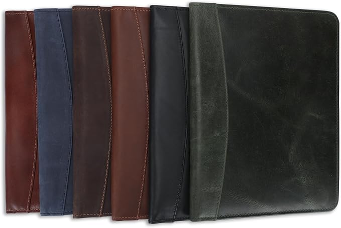 Heavy Duty Buffalo Leather Legal Pad Portfolio Handmade Executive Notebook Binder, Professional Padfolio Organizer Gift for Men and Women Genuine Leather Resume Document Holder (Tan)