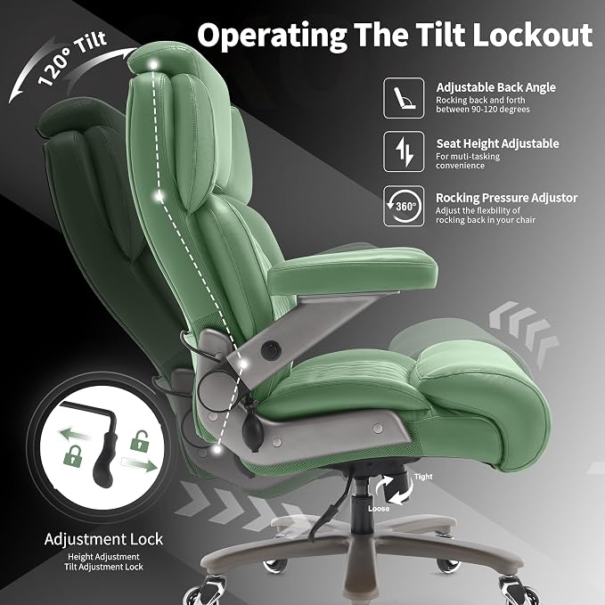 Big and Tall Office Chair 700lbs, Ergonomic High Back Computer Desk Chair | Adjustable Headrest&Lumbar Support, 3D Flip Arms, Large Wheels, Heavy Duty Metal Base, Thick Padded Wide Seat Executive Chair