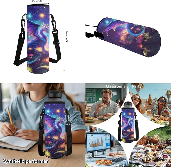 Mushroom Dragon Backpack for Girls Elementary School, Galaxy Space 17 Inches Bookbag with Lunch Box for Kids Age 6-8 Back to School, Lightweight & Large Capacity