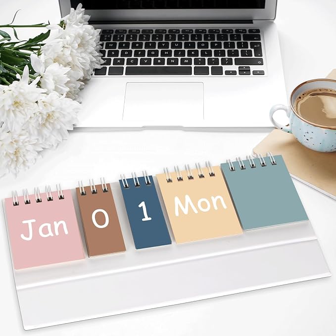 Boho Perpetual Desk Calendar Count Down Flip Calendar Desktop Calendar for Office Classroom Supplies with Day Date Month Display Planner Home Decor Christmas Gift for Women 8.74 x 2.76 Inch